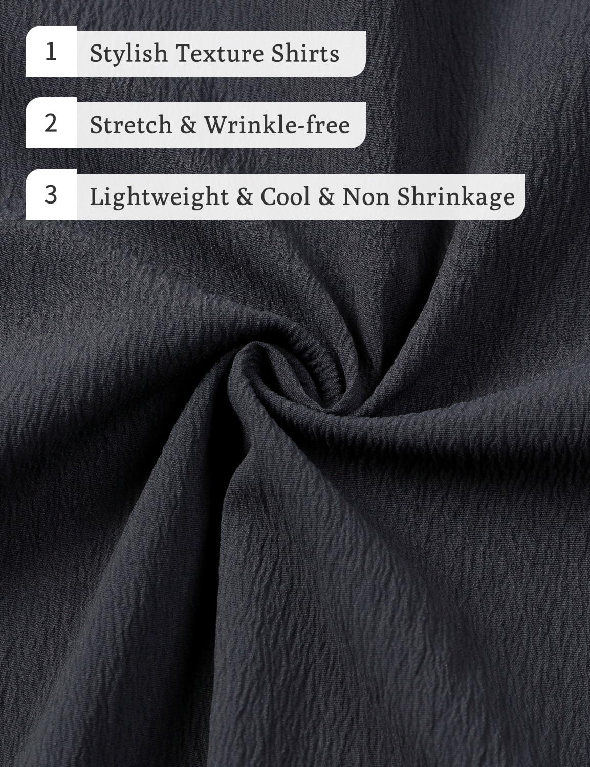 Stitch Boss: Men's Stretch Wrinkle Free Short Sleeve Texture Shirt Summer Lightweight Button Down Shirts for Beach Vacation