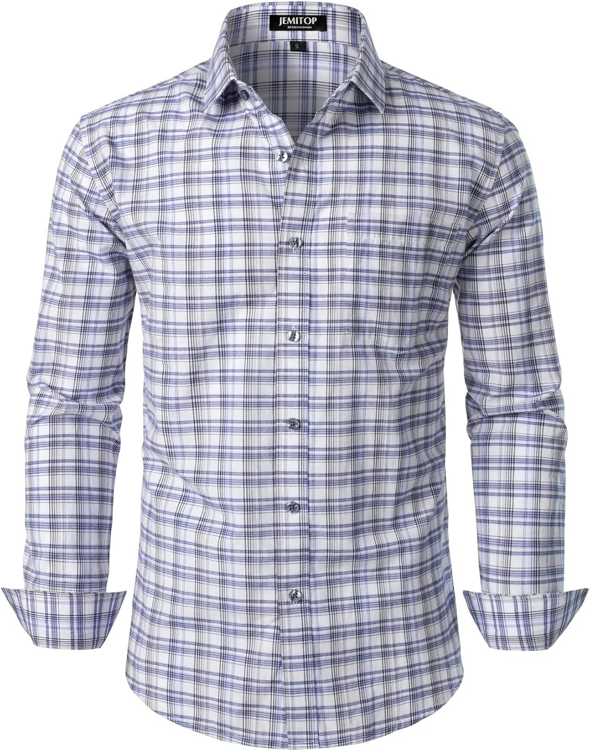 Stitch Boss:Men's Transitional Weather Slim Fit Long Sleeve Button Down Shirt Business Casual Dress Shirts with Pocket