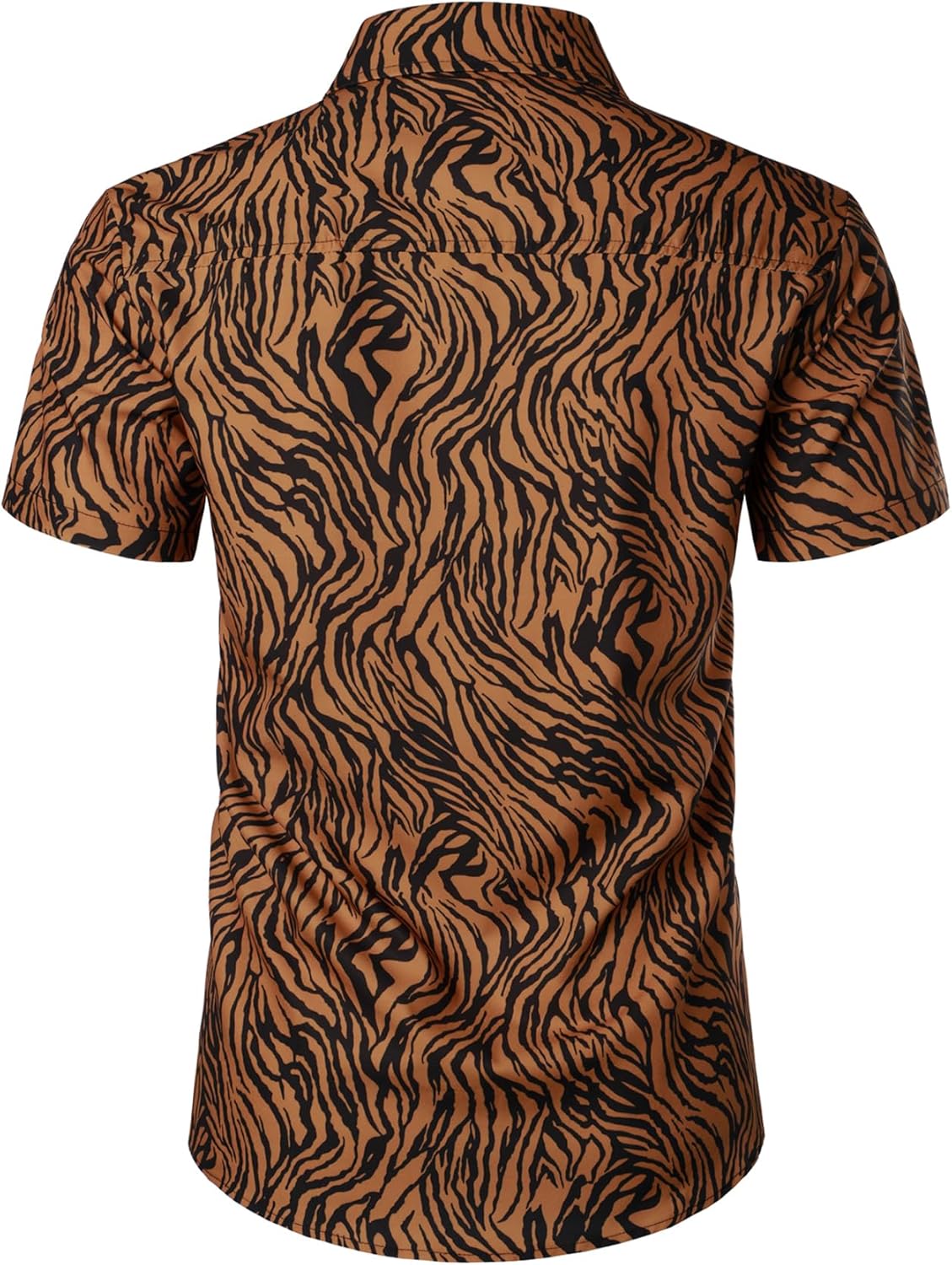 Stitch Boss: Men's Stretchy Causal Leopard Cheetah Print Short Sleeve Slim Fit Button Up Shirt