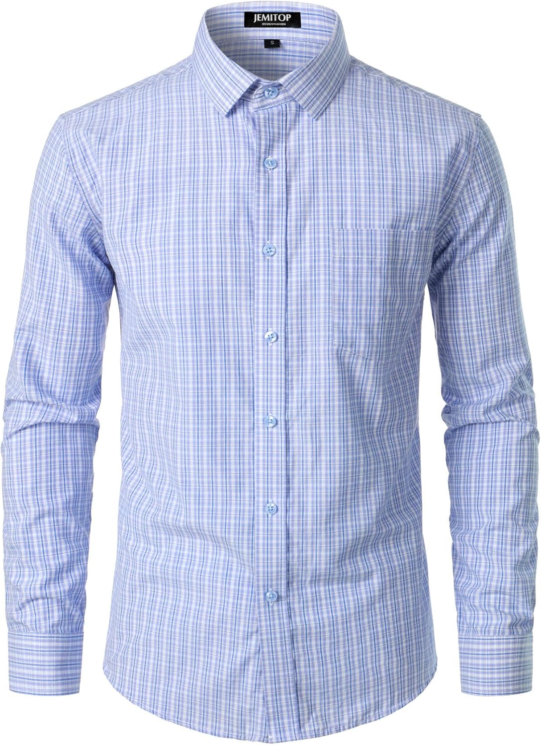 Stitch Boss:Men's Transitional Weather Slim Fit Long Sleeve Button Down Shirt Business Casual Dress Shirts with Pocket