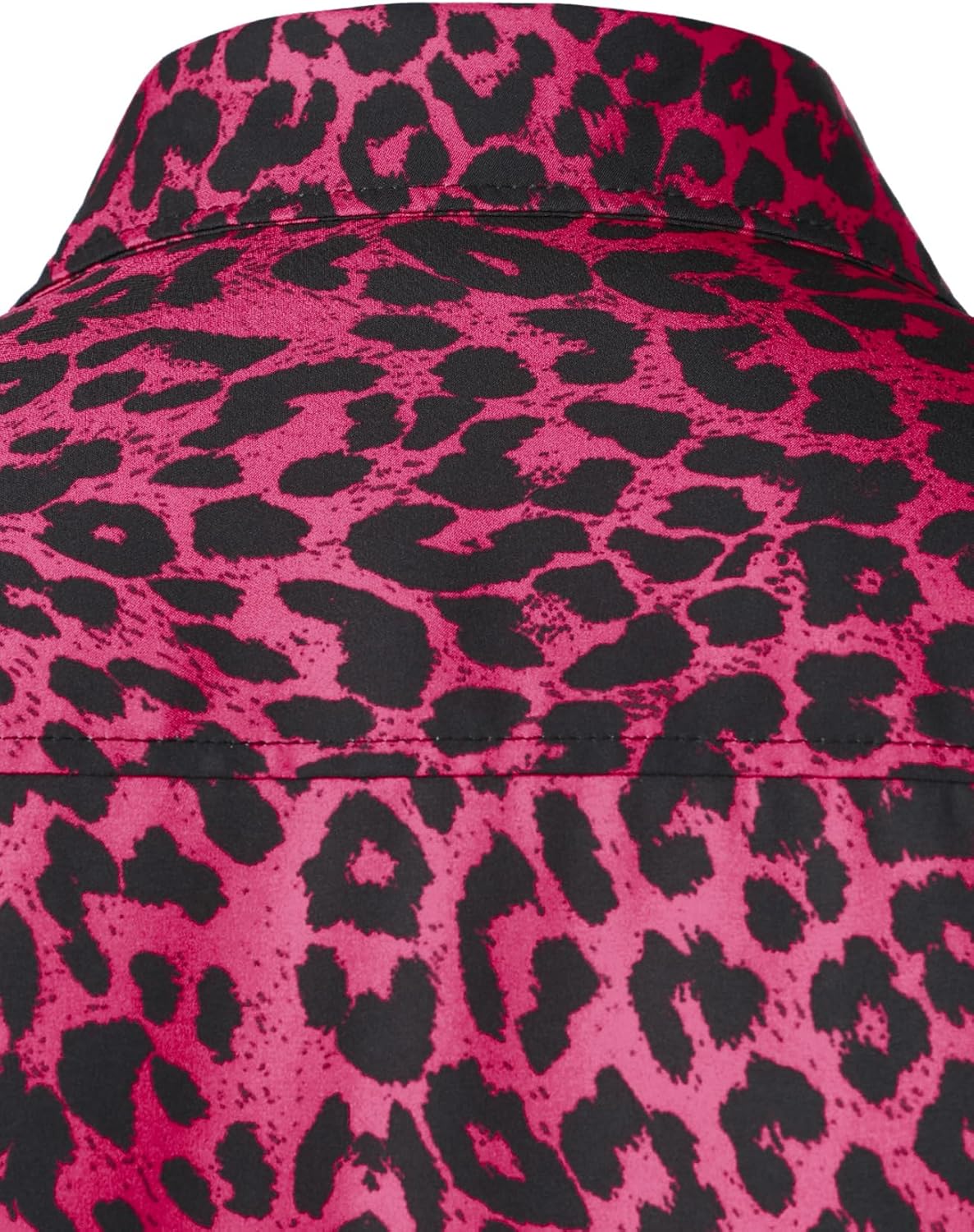Stitch Boss: Men's Stretchy Causal Leopard Cheetah Print Short Sleeve Slim Fit Button Up Shirt