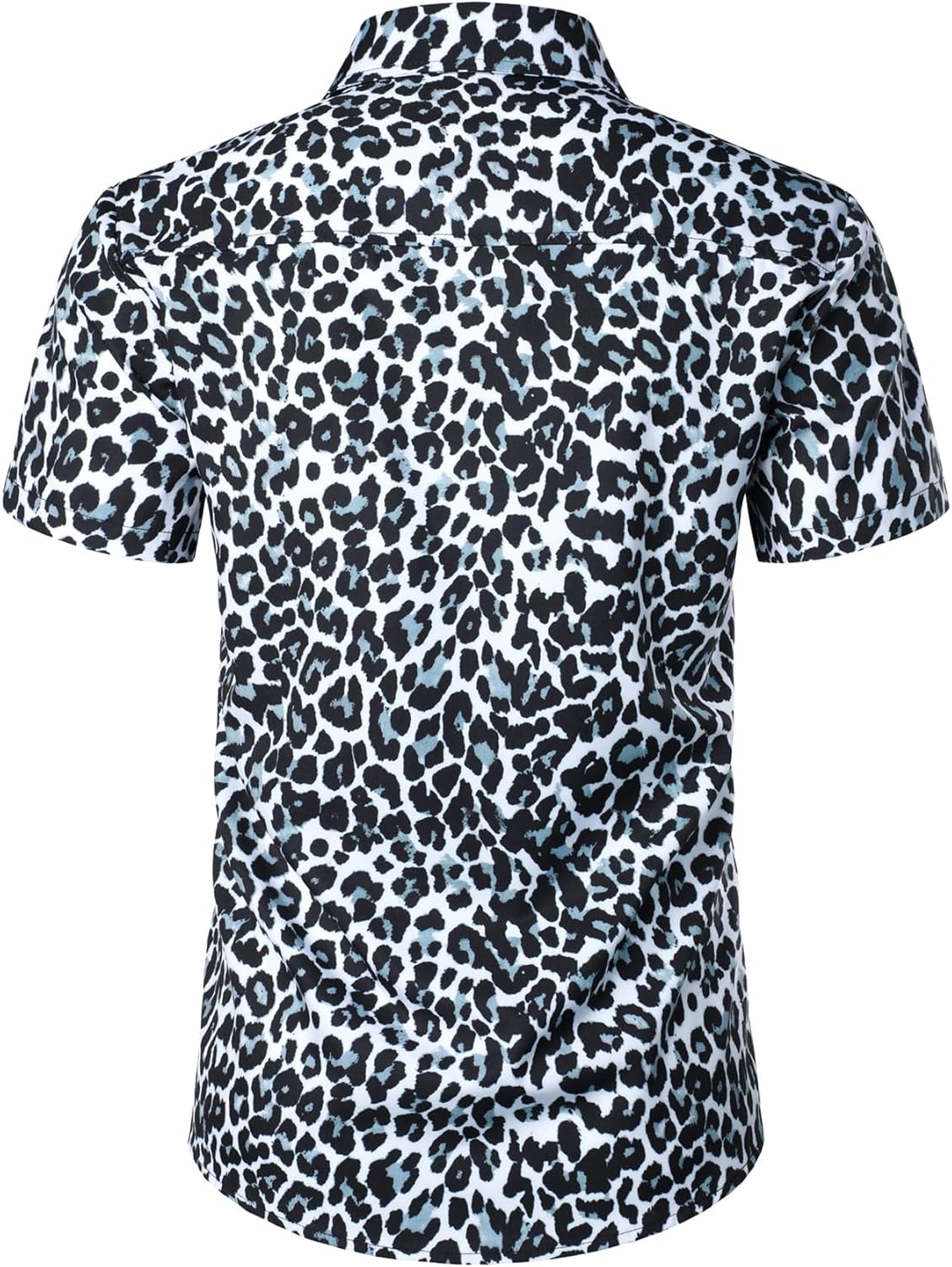 Stitch Boss: Men's Stretchy Causal Leopard Cheetah Print Short Sleeve Slim Fit Button Up Shirt