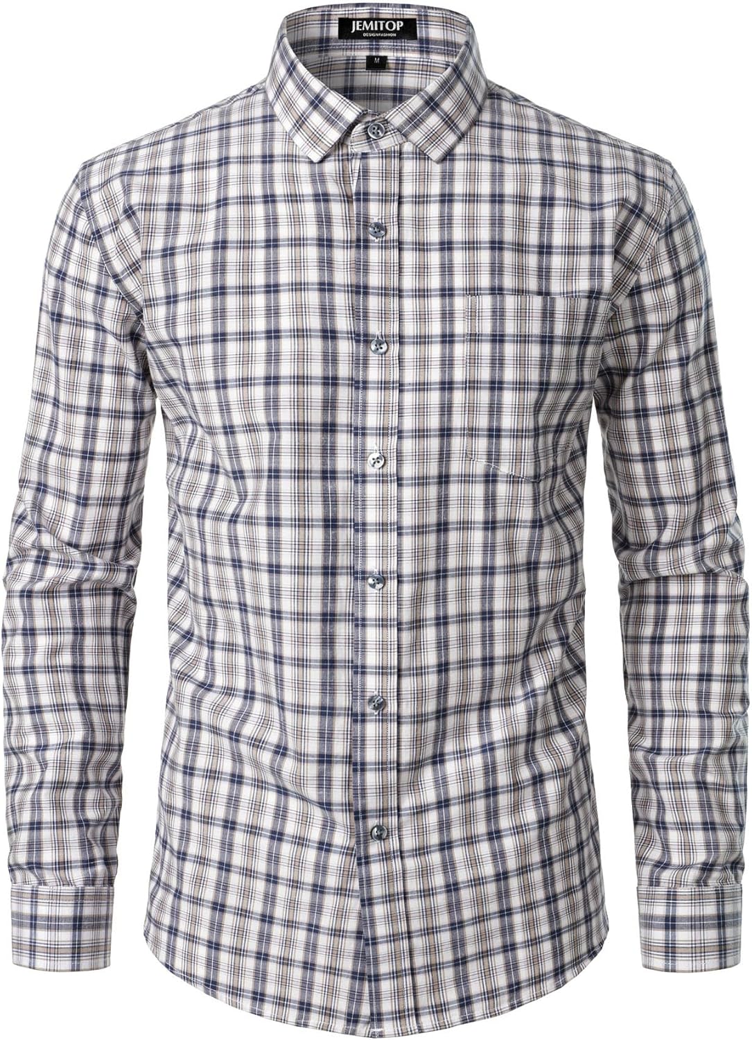Stitch Boss:Men's Transitional Weather Slim Fit Long Sleeve Button Down Shirt Business Casual Dress Shirts with Pocket