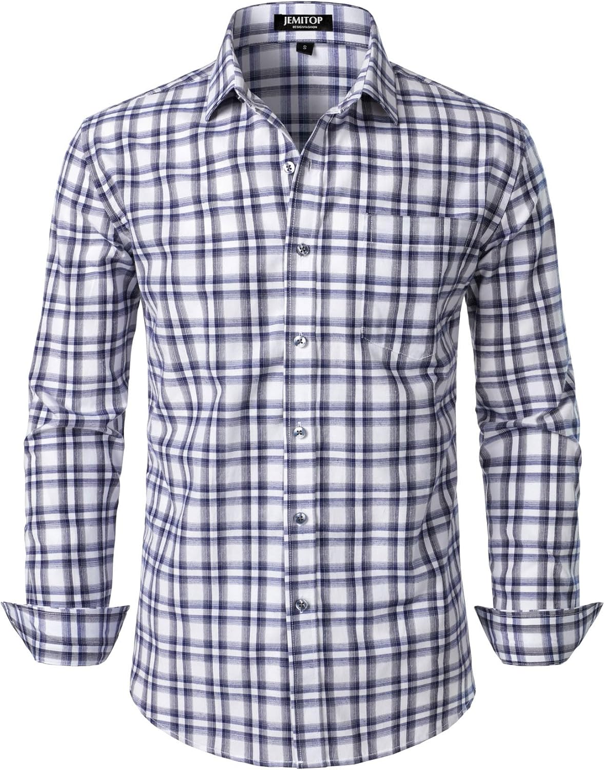 Stitch Boss:Men's Transitional Weather Slim Fit Long Sleeve Button Down Shirt Business Casual Dress Shirts with Pocket
