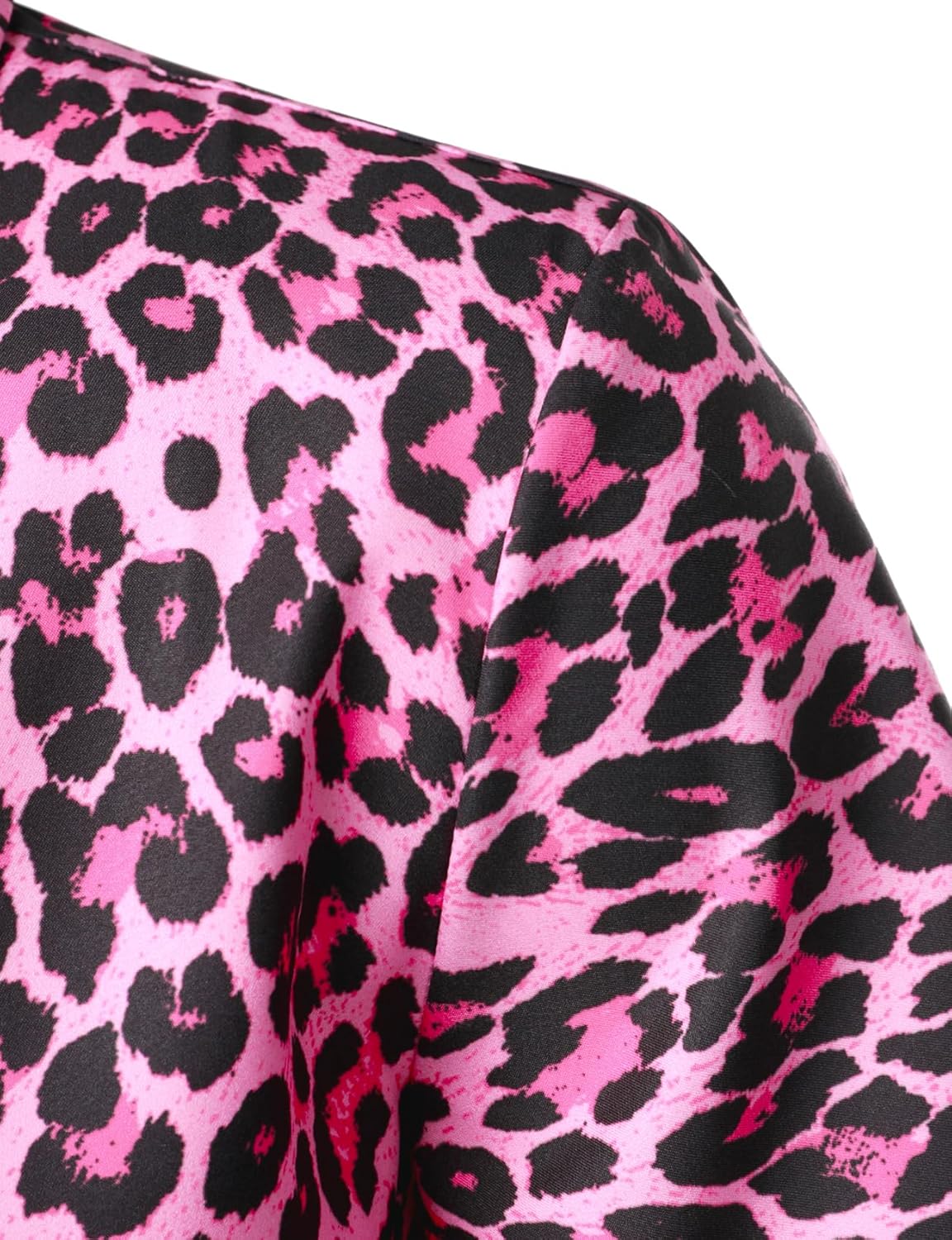 Stitch Boss: Men's Stretchy Causal Leopard Cheetah Print Short Sleeve Slim Fit Button Up Shirt