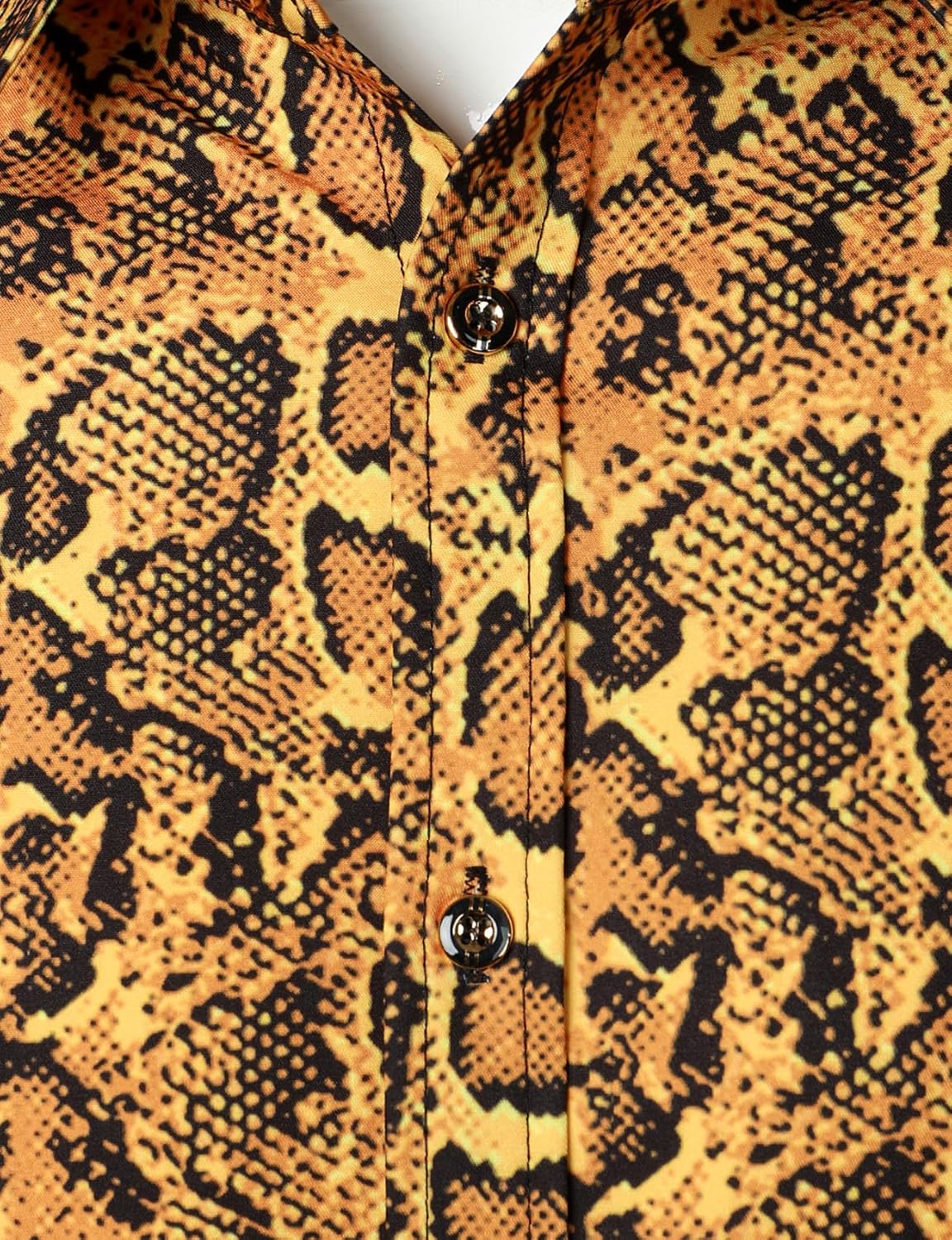 Stitch Boss: Men's Stretchy Causal Leopard Cheetah Print Short Sleeve Slim Fit Button Up Shirt