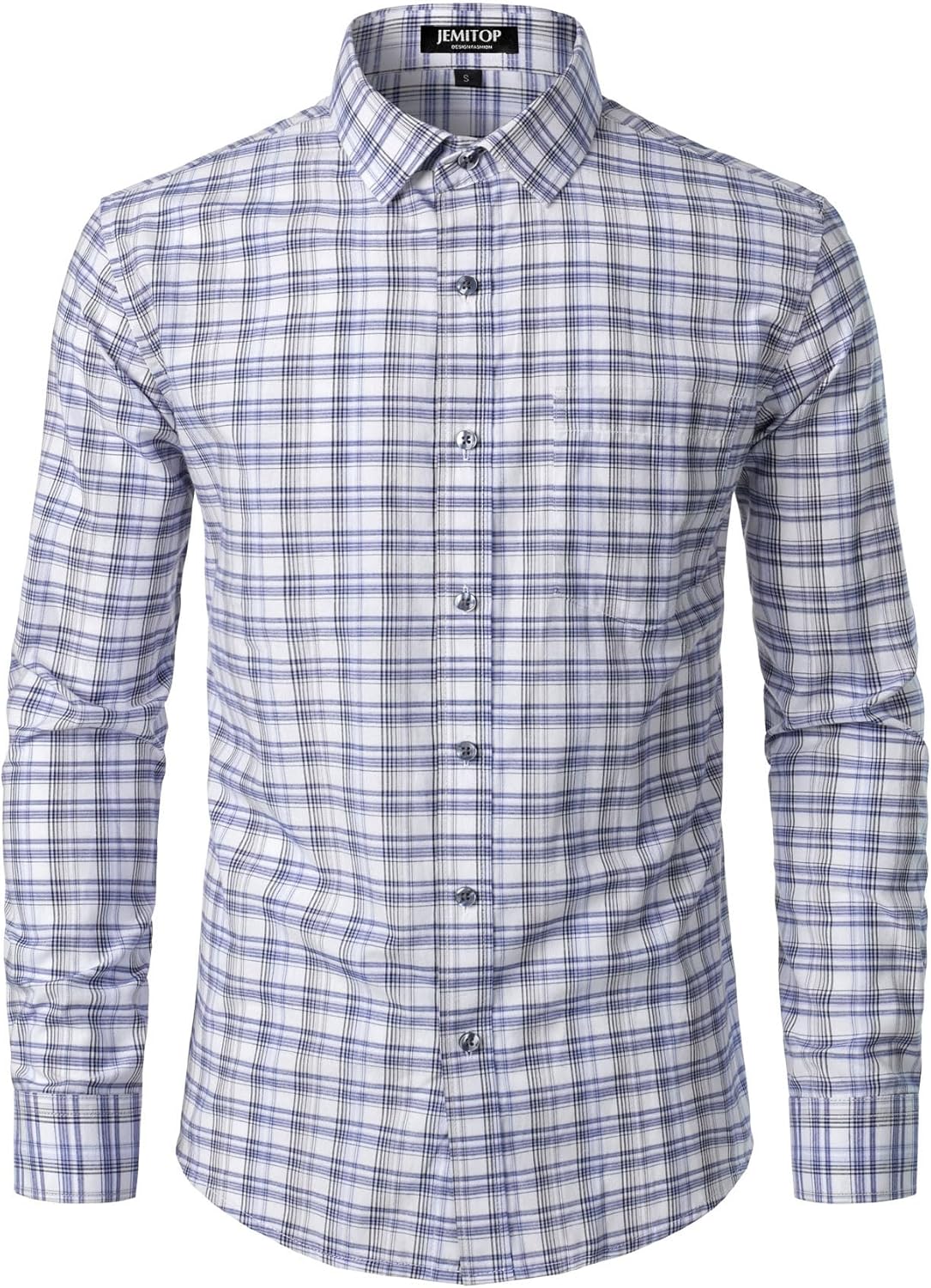 Stitch Boss:Men's Transitional Weather Slim Fit Long Sleeve Button Down Shirt Business Casual Dress Shirts with Pocket