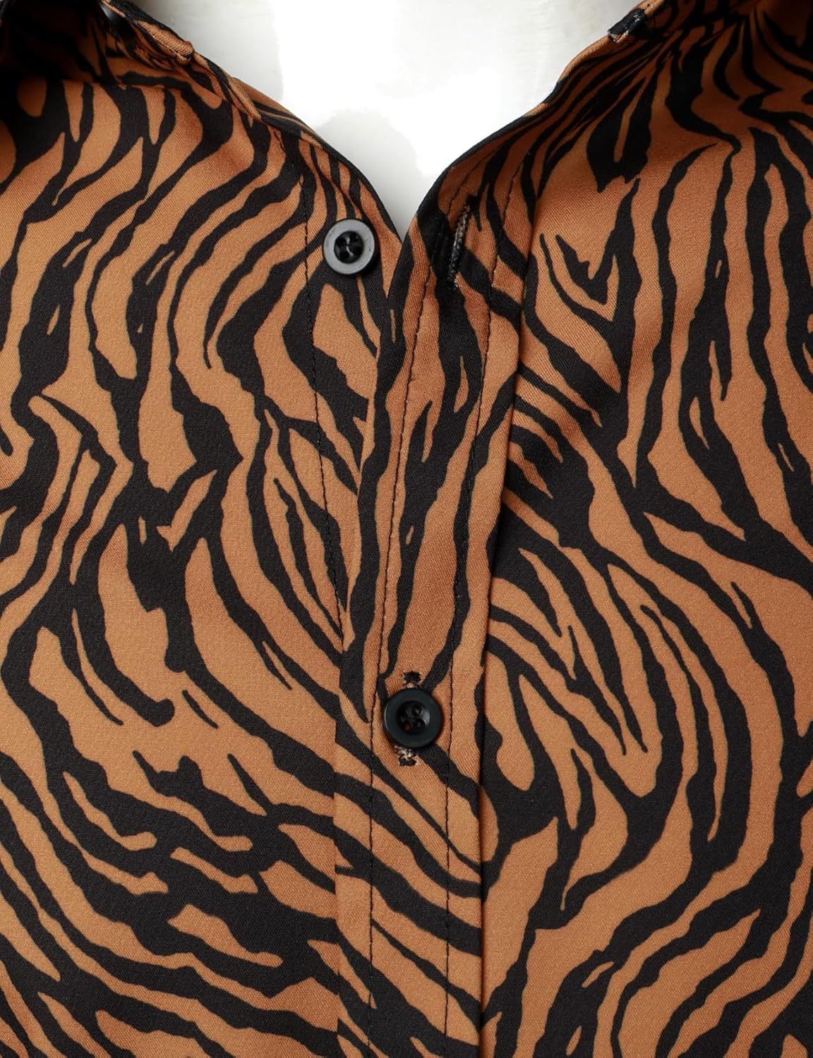 Stitch Boss: Men's Stretchy Causal Leopard Cheetah Print Short Sleeve Slim Fit Button Up Shirt