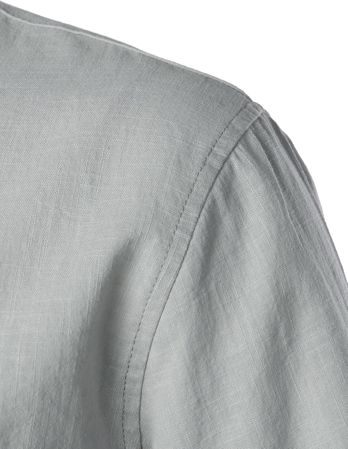 Stitch Boss: Men's Summer Lightweight Cotton Linen Shirts Casual Short Sleeve Breathable Banded Collar Henley for Beach Vacation