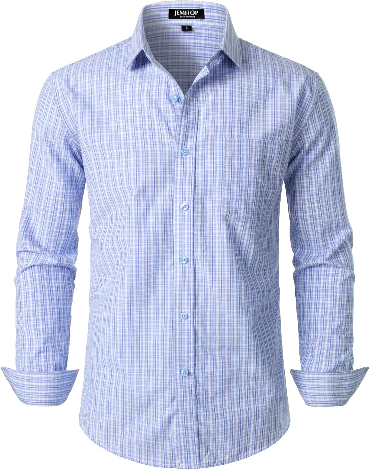 Stitch Boss:Men's Transitional Weather Slim Fit Long Sleeve Button Down Shirt Business Casual Dress Shirts with Pocket