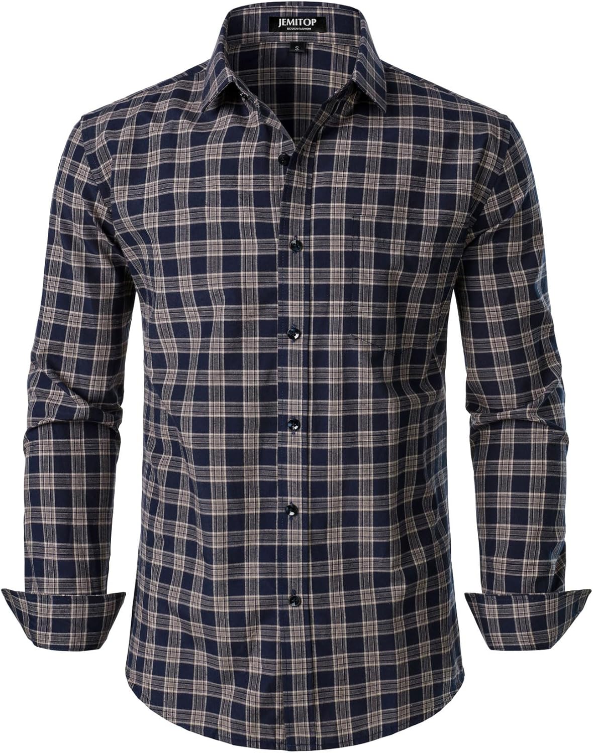Stitch Boss:Men's Transitional Weather Slim Fit Long Sleeve Button Down Shirt Business Casual Dress Shirts with Pocket