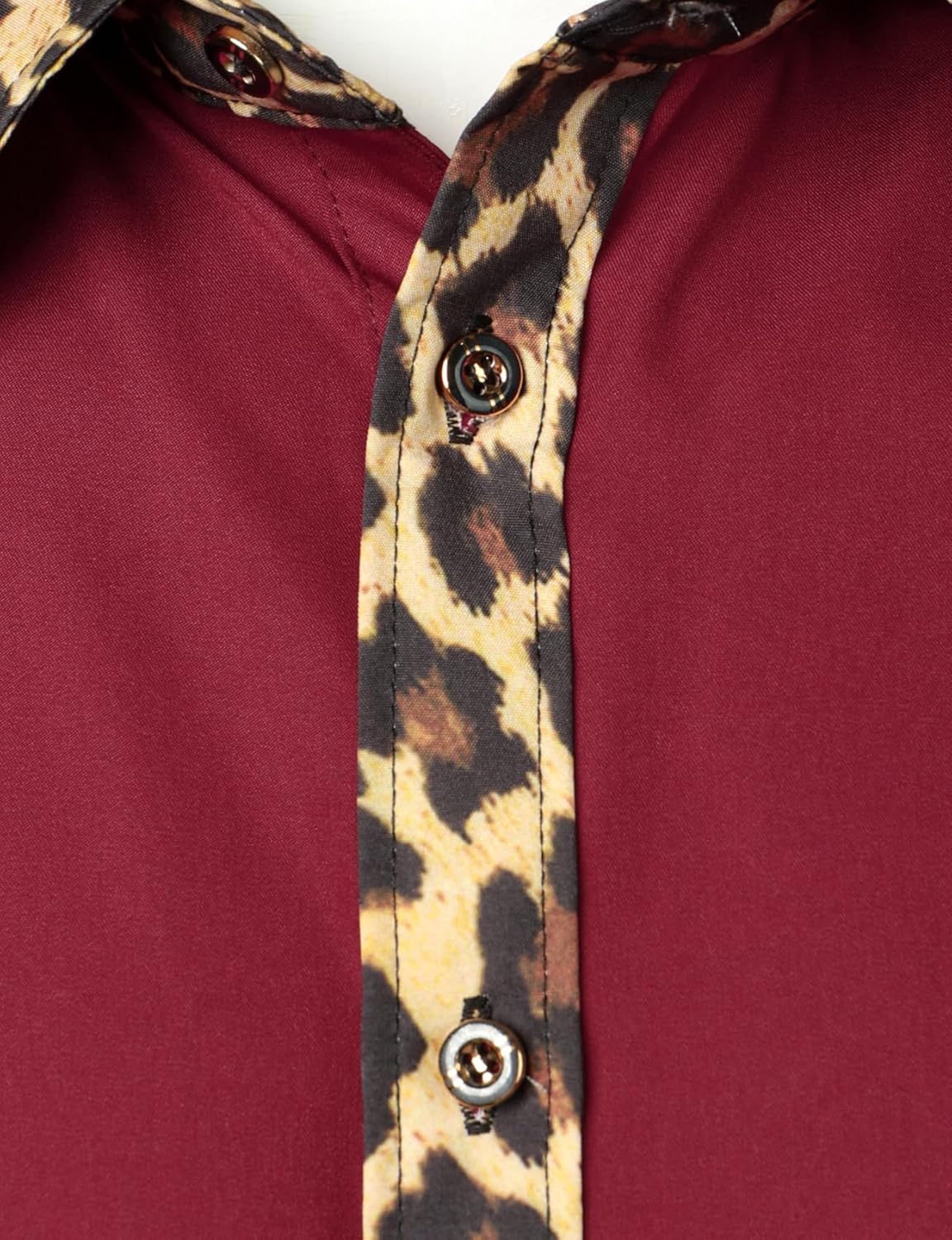 Stitch Boss: Men's Stretchy Causal Leopard Cheetah Print Short Sleeve Slim Fit Button Up Shirt
