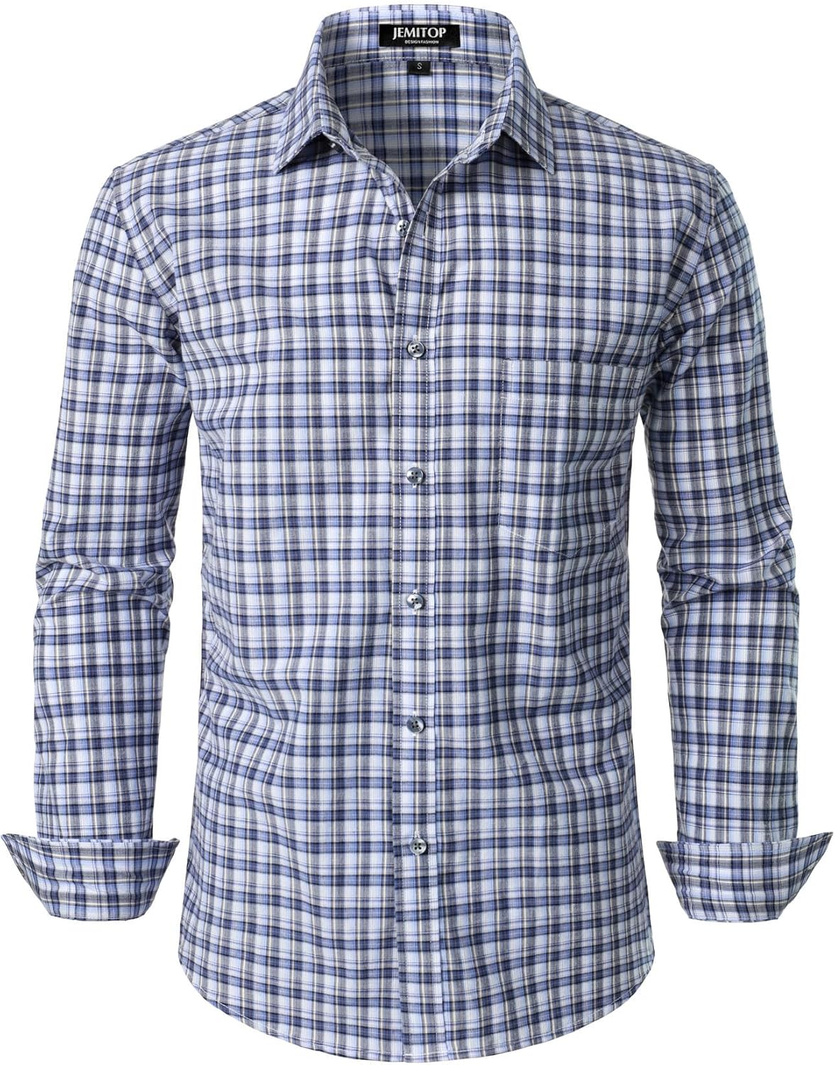 Stitch Boss:Men's Transitional Weather Slim Fit Long Sleeve Button Down Shirt Business Casual Dress Shirts with Pocket