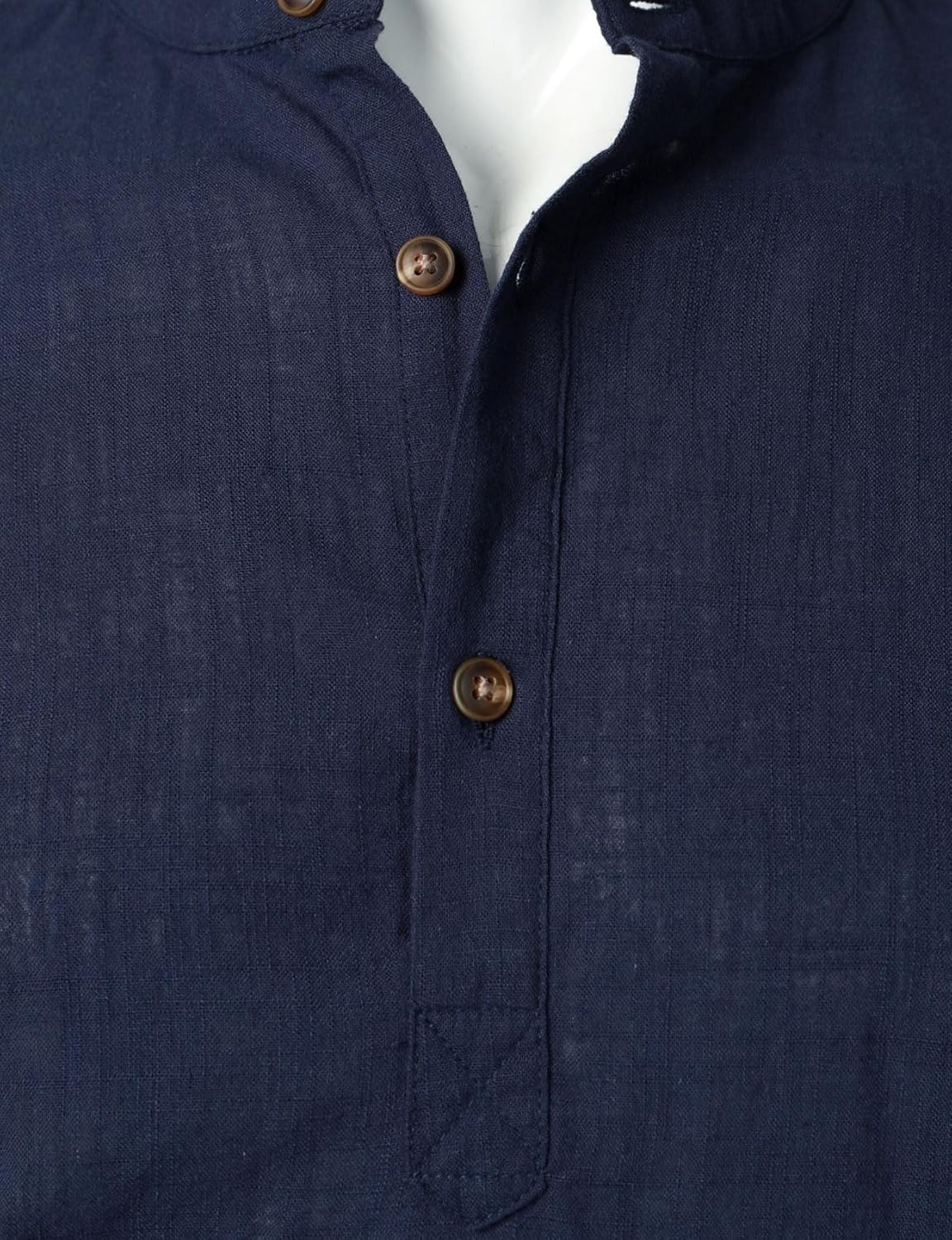 Stitch Boss: Men's Summer Lightweight Cotton Linen Shirts Casual Short Sleeve Breathable Banded Collar Henley for Beach Vacation