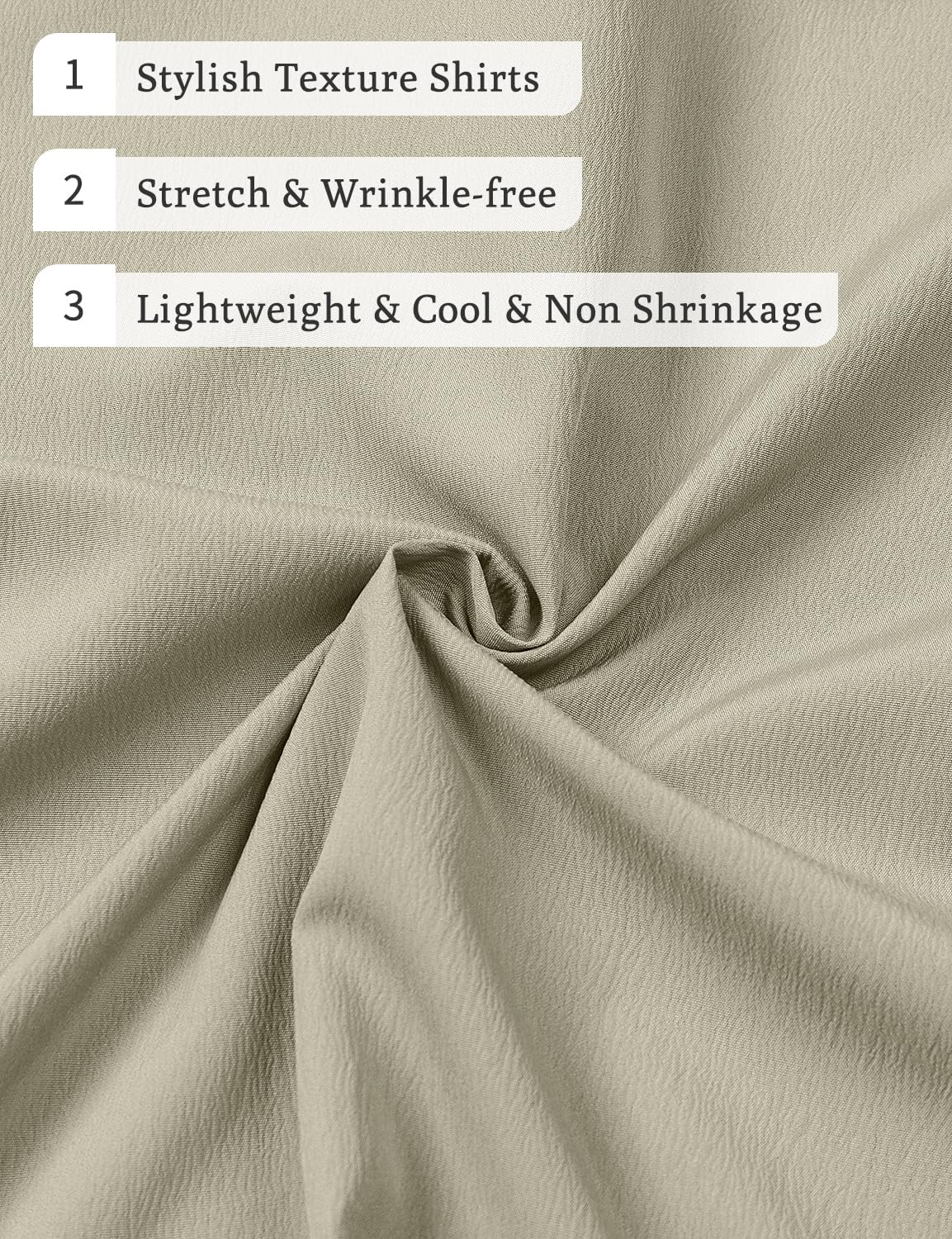 Stitch Boss: Men's Stretch Wrinkle Free Short Sleeve Texture Shirt Summer Lightweight Button Down Shirts for Beach Vacation