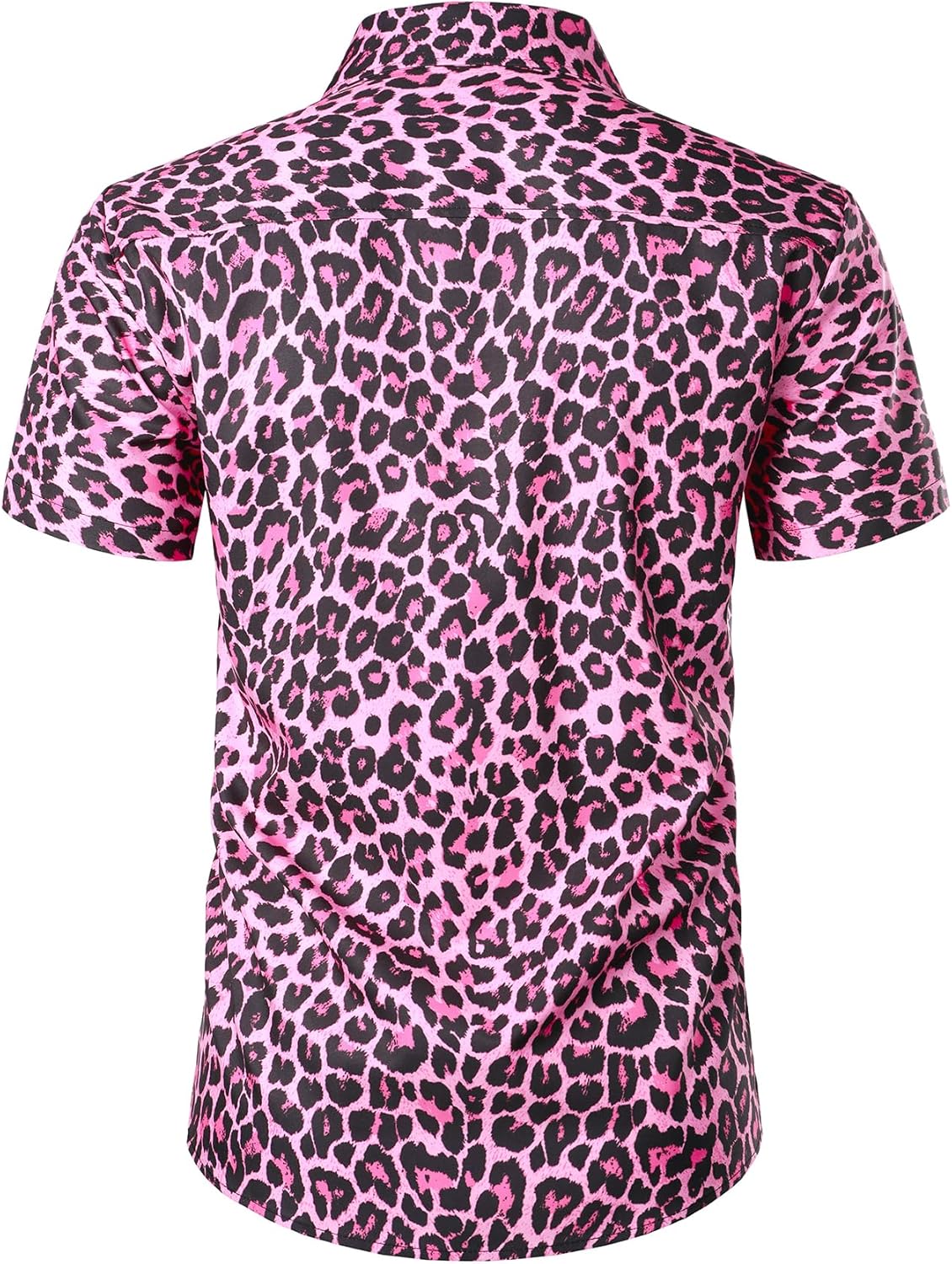 Stitch Boss: Men's Stretchy Causal Leopard Cheetah Print Short Sleeve Slim Fit Button Up Shirt