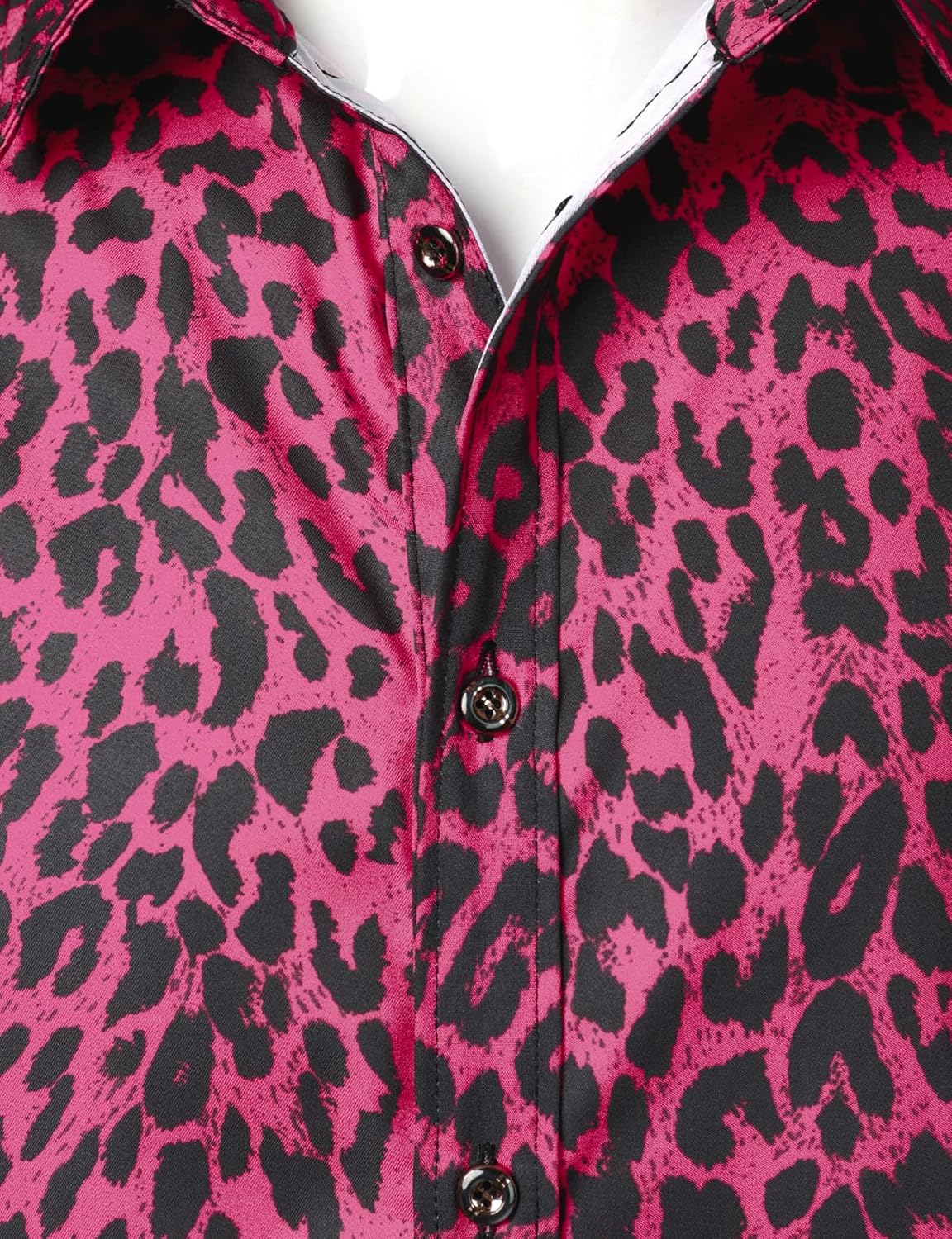 Stitch Boss: Men's Stretchy Causal Leopard Cheetah Print Short Sleeve Slim Fit Button Up Shirt