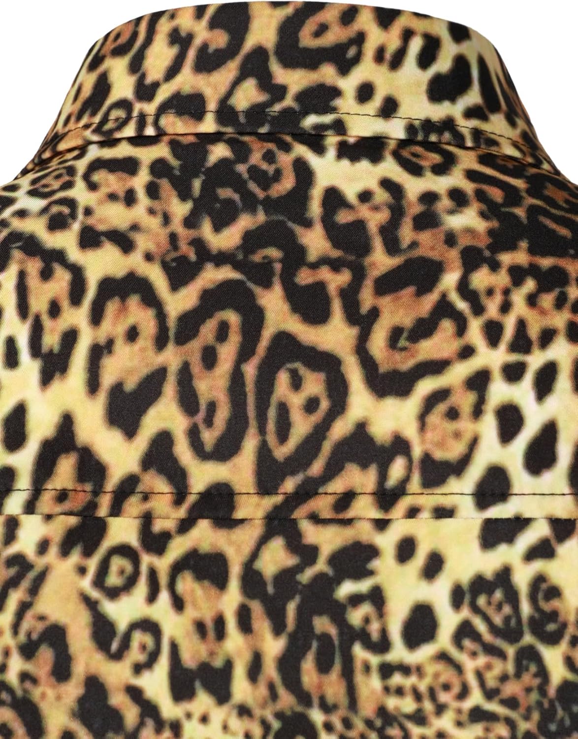 Stitch Boss: Men's Stretchy Causal Leopard Cheetah Print Short Sleeve Slim Fit Button Up Shirt