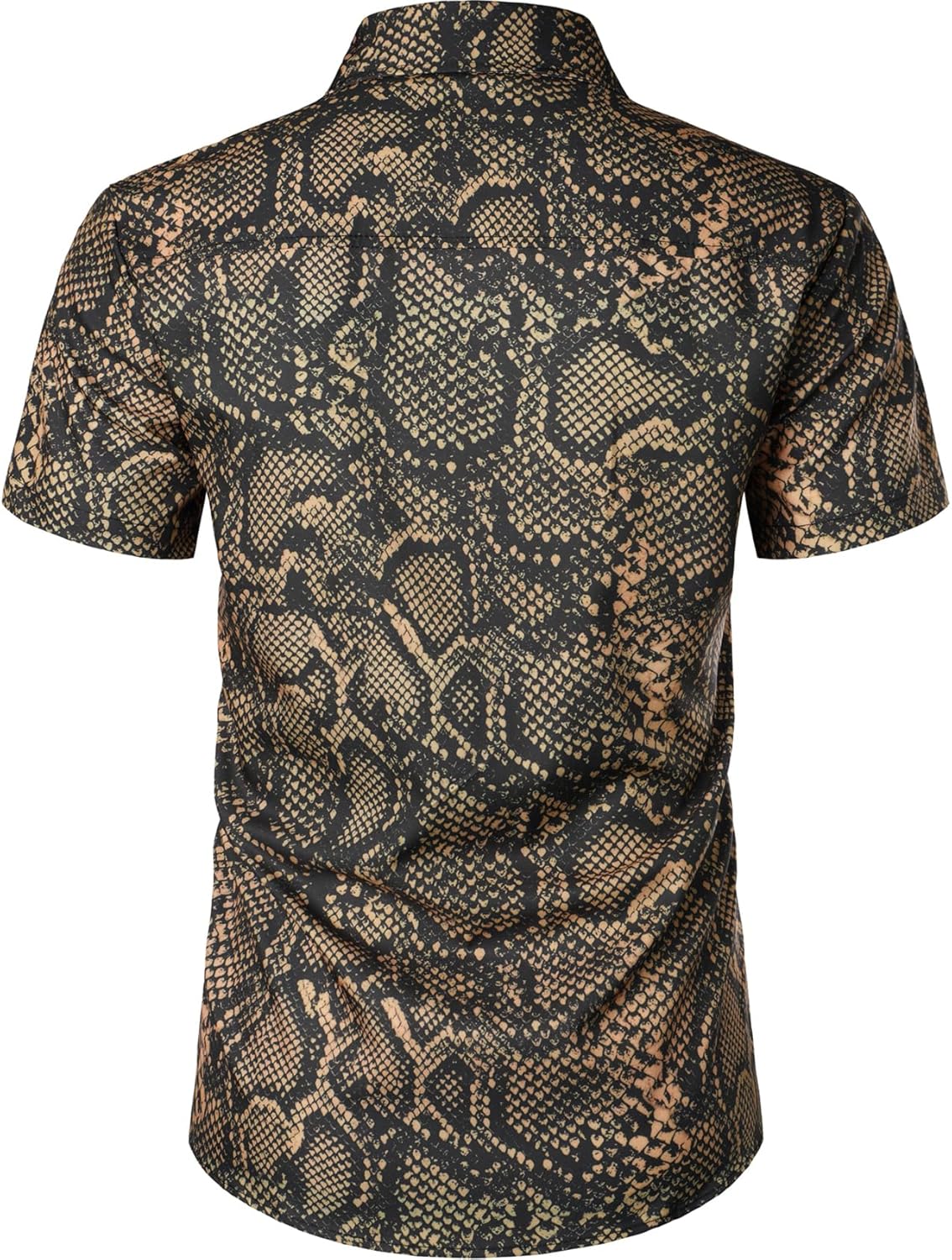 Stitch Boss: Men's Stretchy Causal Leopard Cheetah Print Short Sleeve Slim Fit Button Up Shirt