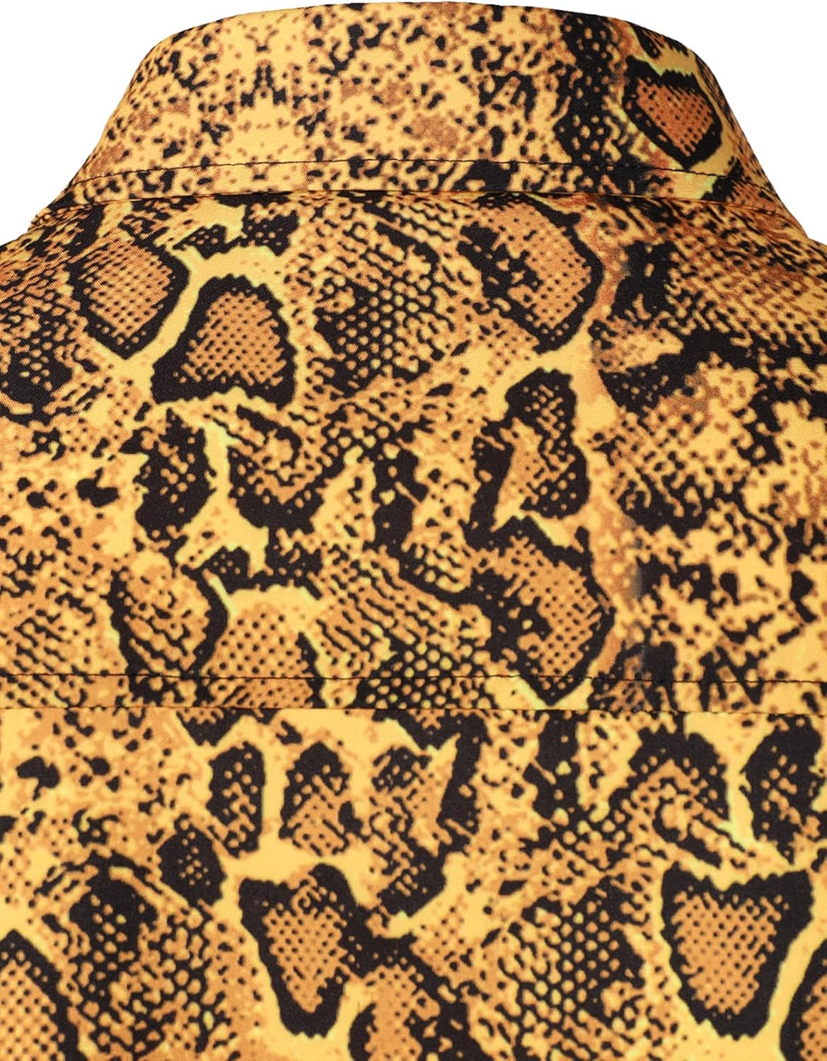 Stitch Boss: Men's Stretchy Causal Leopard Cheetah Print Short Sleeve Slim Fit Button Up Shirt