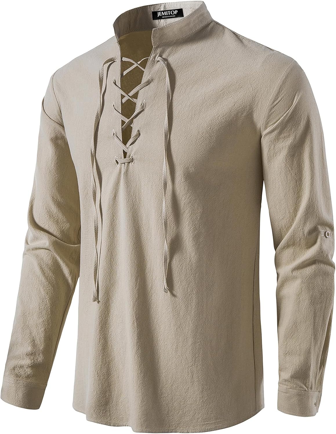 Stitch Boss: Men's Pure Cotton Retro Lace Up Shirts for Renaissance Pirate Viking Medieval
