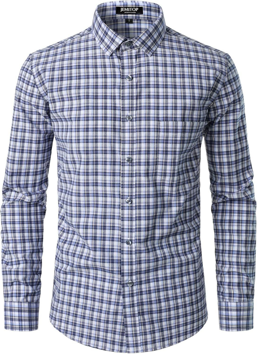 Stitch Boss:Men's Transitional Weather Slim Fit Long Sleeve Button Down Shirt Business Casual Dress Shirts with Pocket