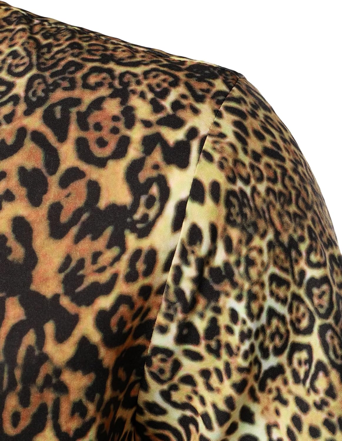 Stitch Boss: Men's Stretchy Causal Leopard Cheetah Print Short Sleeve Slim Fit Button Up Shirt