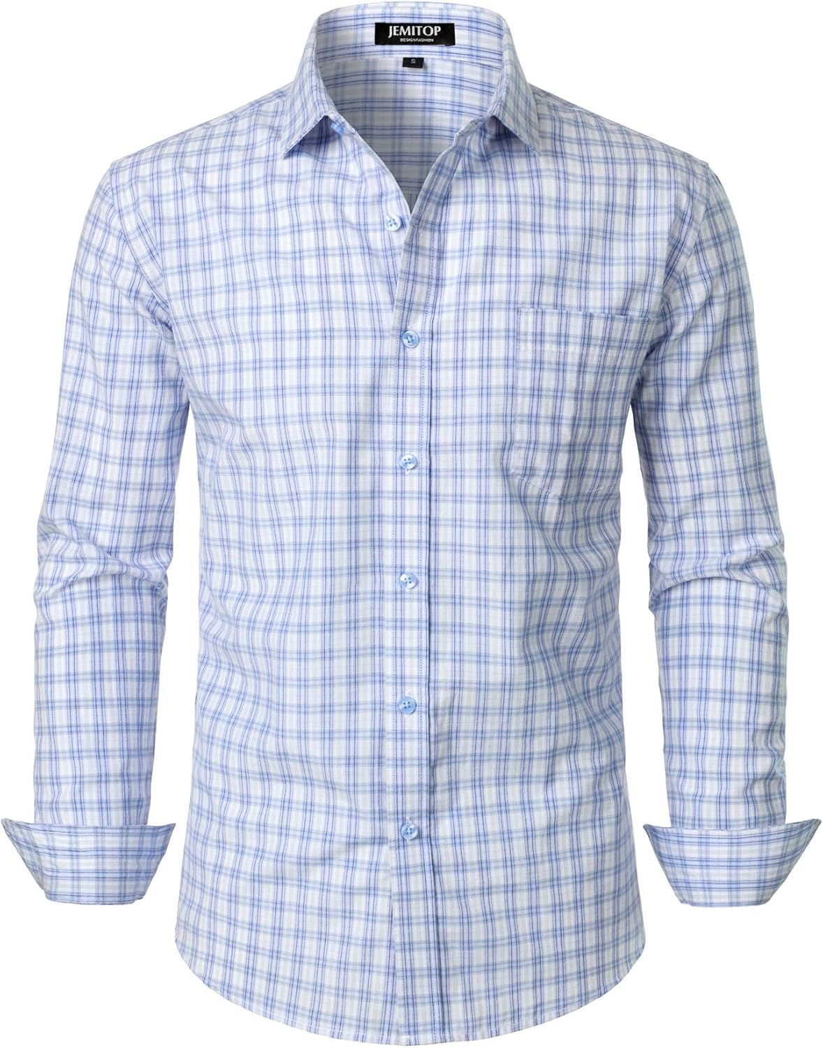 Stitch Boss:Men's Transitional Weather Slim Fit Long Sleeve Button Down Shirt Business Casual Dress Shirts with Pocket