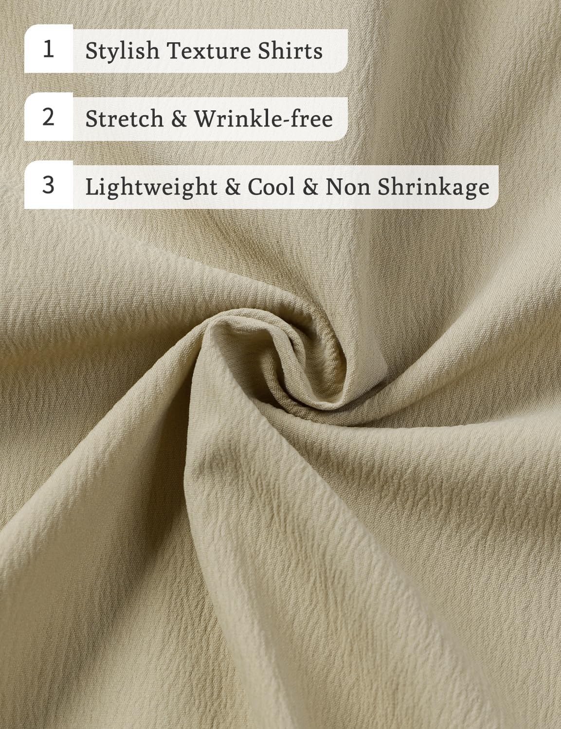 Stitch Boss: Men's Stretch Wrinkle Free Short Sleeve Texture Shirt Summer Lightweight Button Down Shirts for Beach Vacation